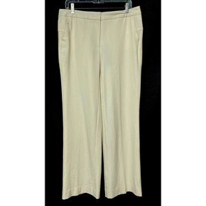 Wide Leg Dress Pants Winter White Modern Fit Seamed Mark Eisen Sz 10 NEW